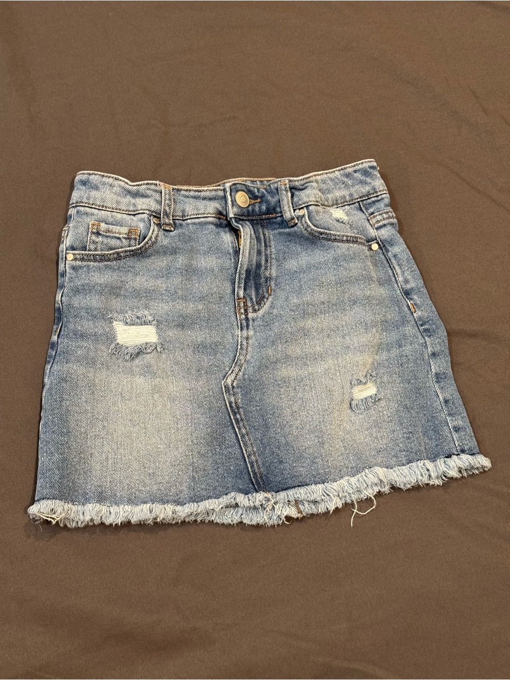 Wonder Nation Distressed Light Blue Denim Skirt with Raw Hem